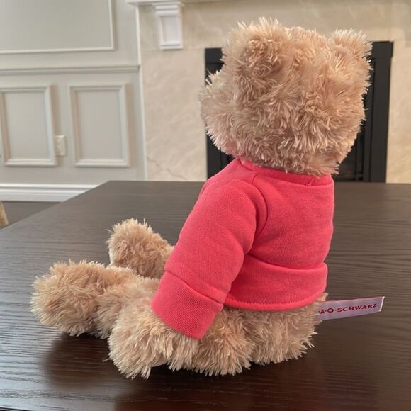 FAO Schwartz Bear Plush Brown Teddy Stuffed Animal Lovey Toy Pink Shirt Toy 16” - Picture 3 of 8
